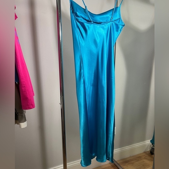 BEBE Satin Dress in Blue - Picture 6 of 7